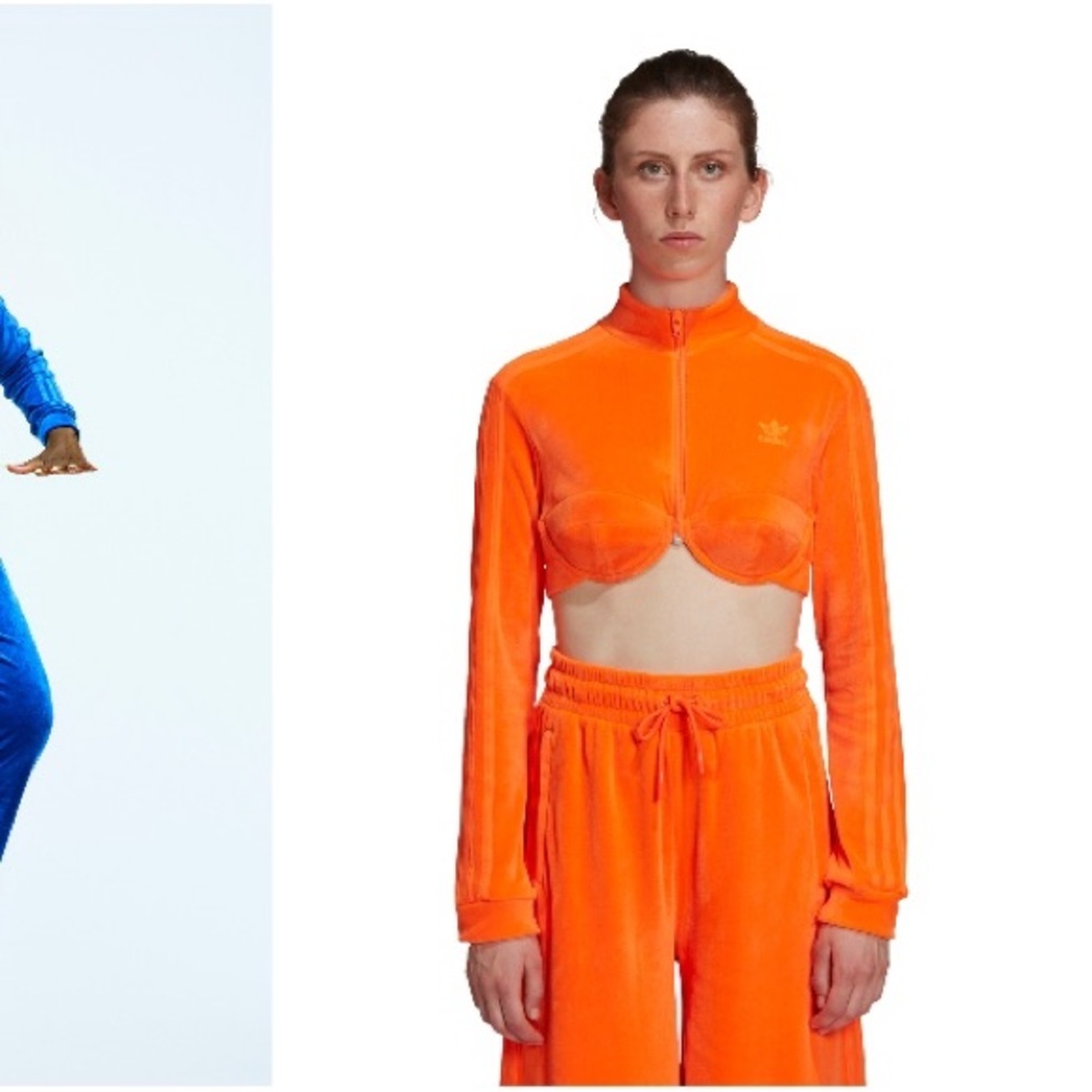 ADIDAS X JEREMY SCOTT orange terry crop bustier corset athletic top
